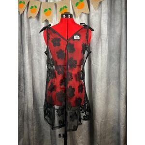 Miken Juniors' Tie-Shoulder Ruffle-Hem Cover-up Dress, Black, L